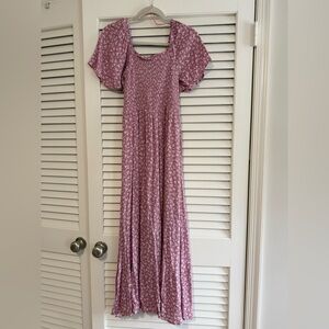 Pink Blush maternity smocked floral dress pink - Size Small